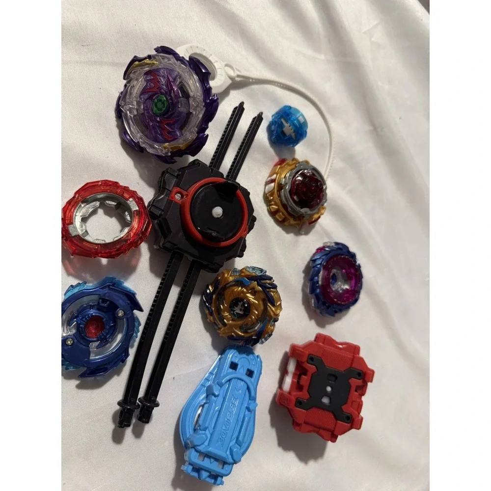 Beyblade Burst Mixed Lot 5 Tops 2 Launchers Ripcords Parts Untested